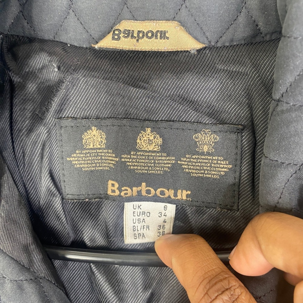 Barbour Womens Black Diamond Quilted Jacket Snap Front Coat Size US 4 UK 8 - Picture 2 of 11